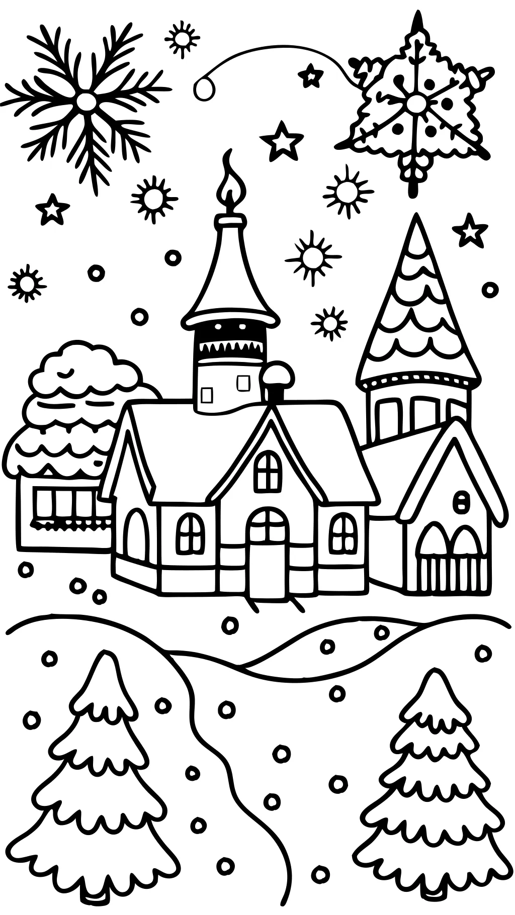 christmas village coloring pages